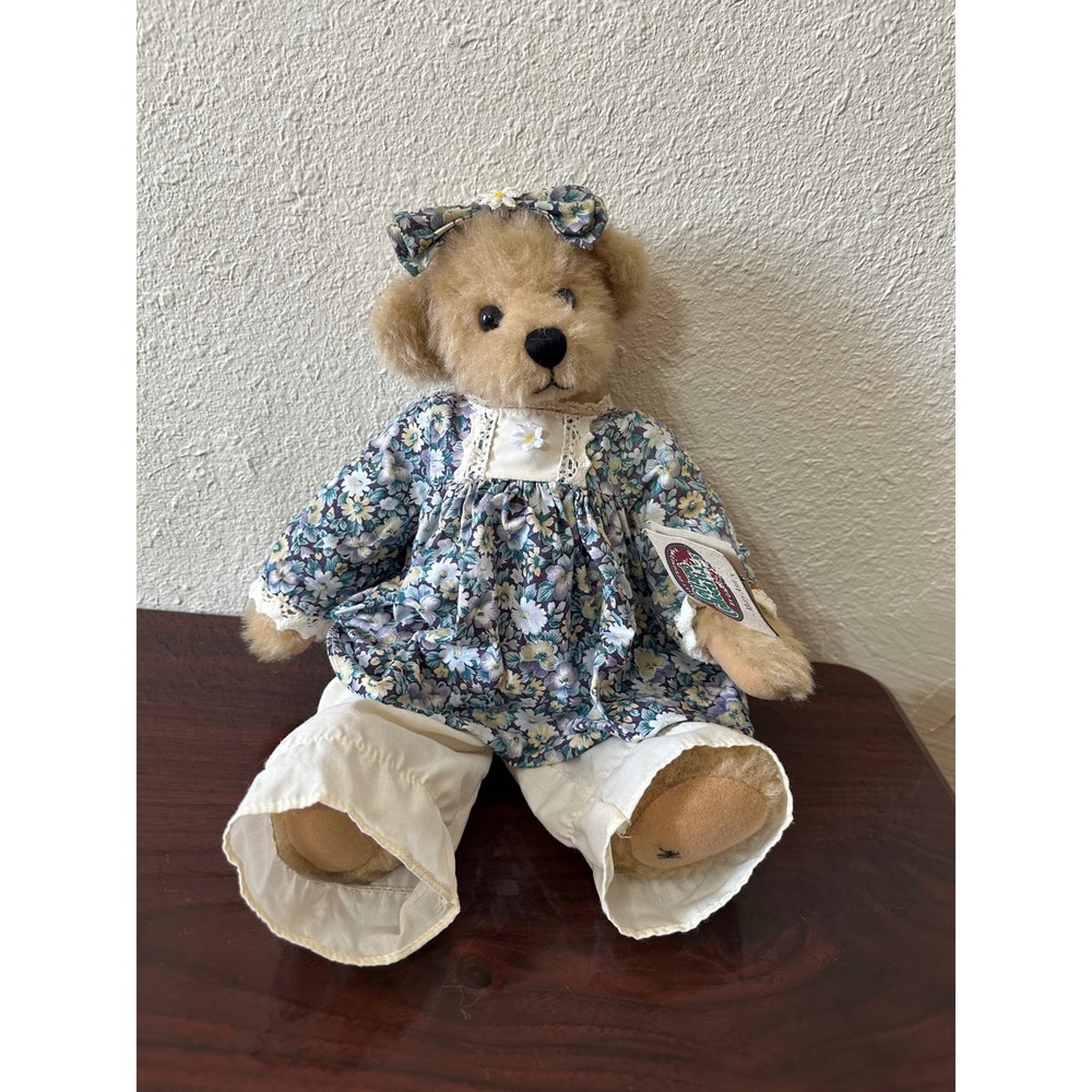 Ganz Cottage Collectibles Mary Ann Teddy Bear Floral Dress Artist Plush 12"